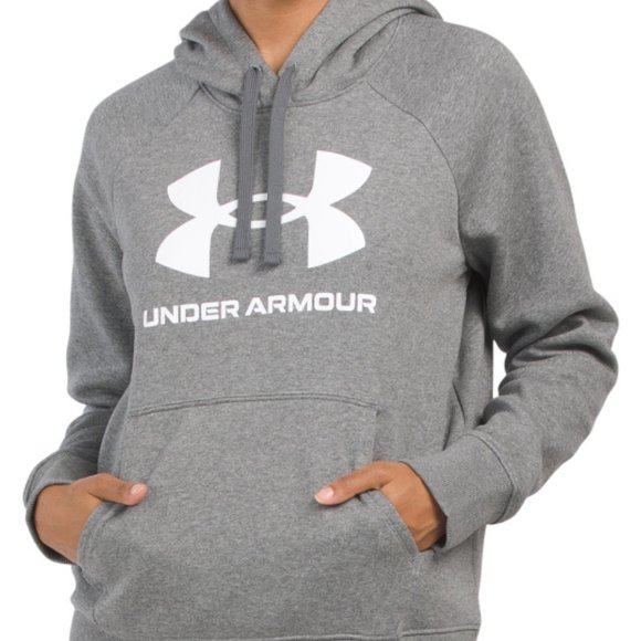 NEW UNDER ARMOUR Rival Fleece Logo Hoodie Gray Medium  261mn - Picture 1 of 3
